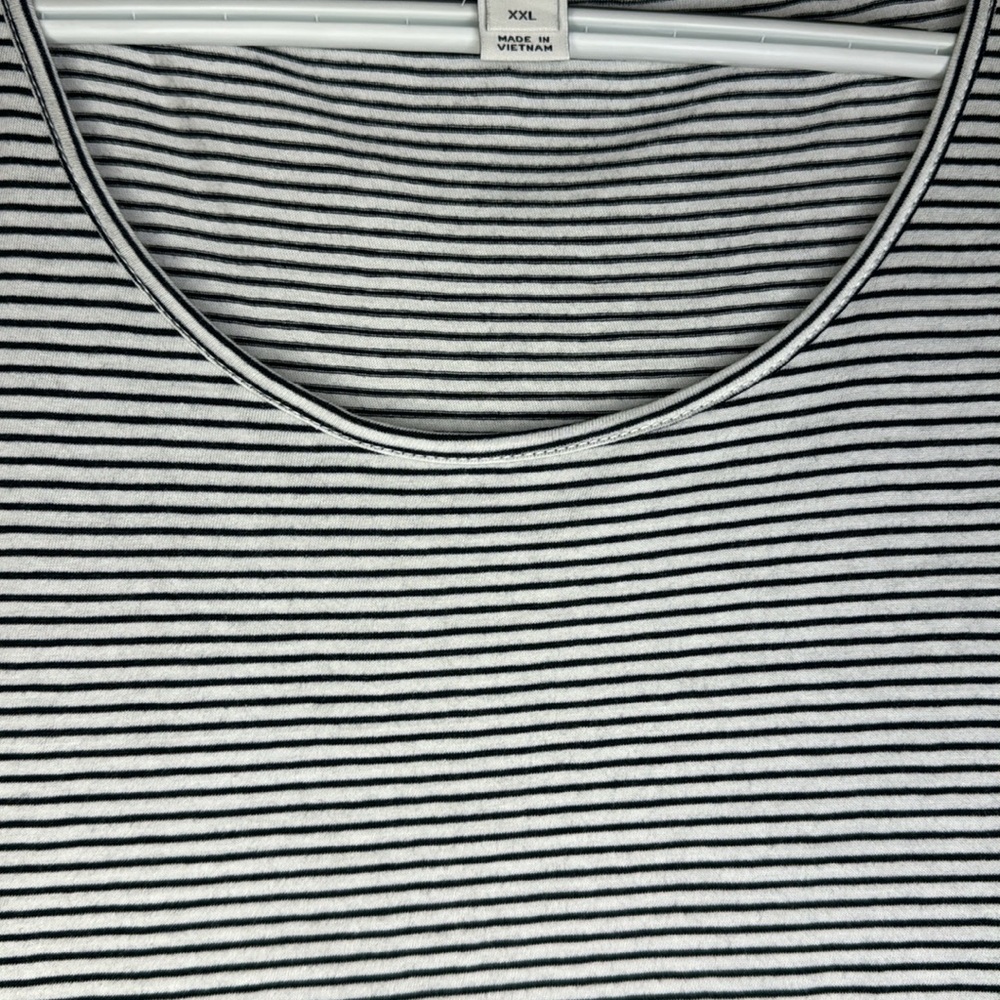 J. CREW Women 100% Cotton Black White Mini Dress Size XXL Stripe Ruffle Stretch - Picture 4 of 8